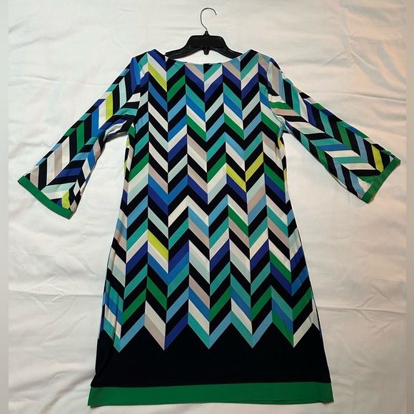 Eliza J green & blue chevron shift dress - Picture 3 of 3